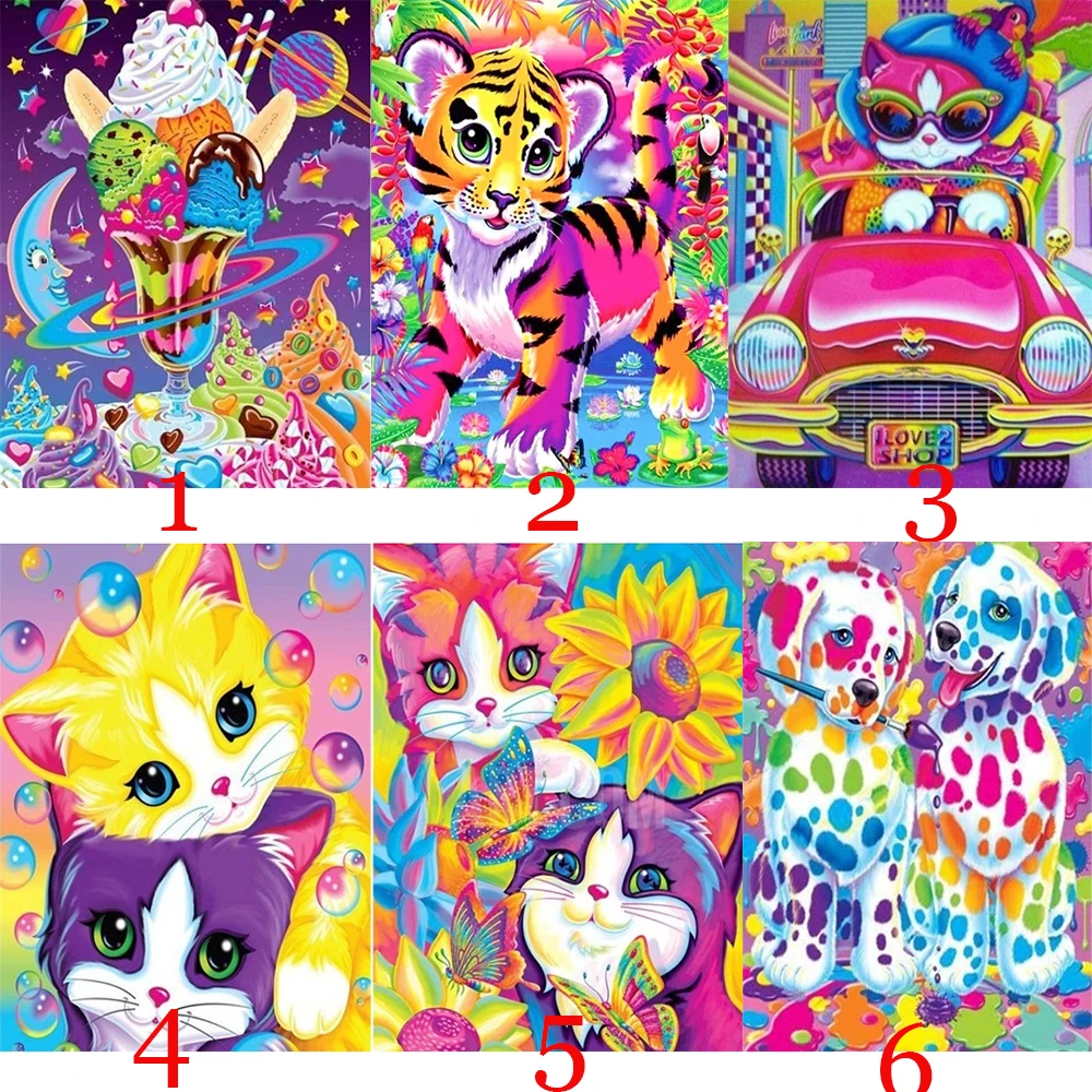 

Алмазная 5D картина «сделай сам», круглая, полная, красочная, собака, кот, животное, набор для алмазной вышивки, украшение для дома, ремесла