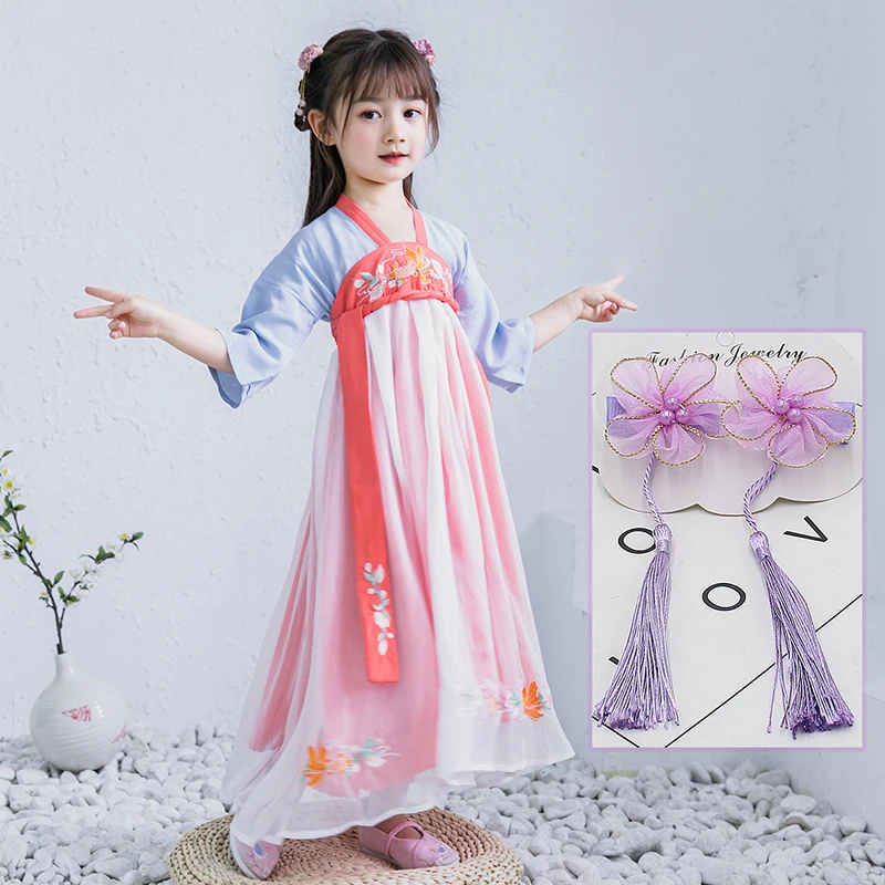 Детское длинное платье Hanfu для девочек От 2 до 12 лет | Детская одежда и обувь