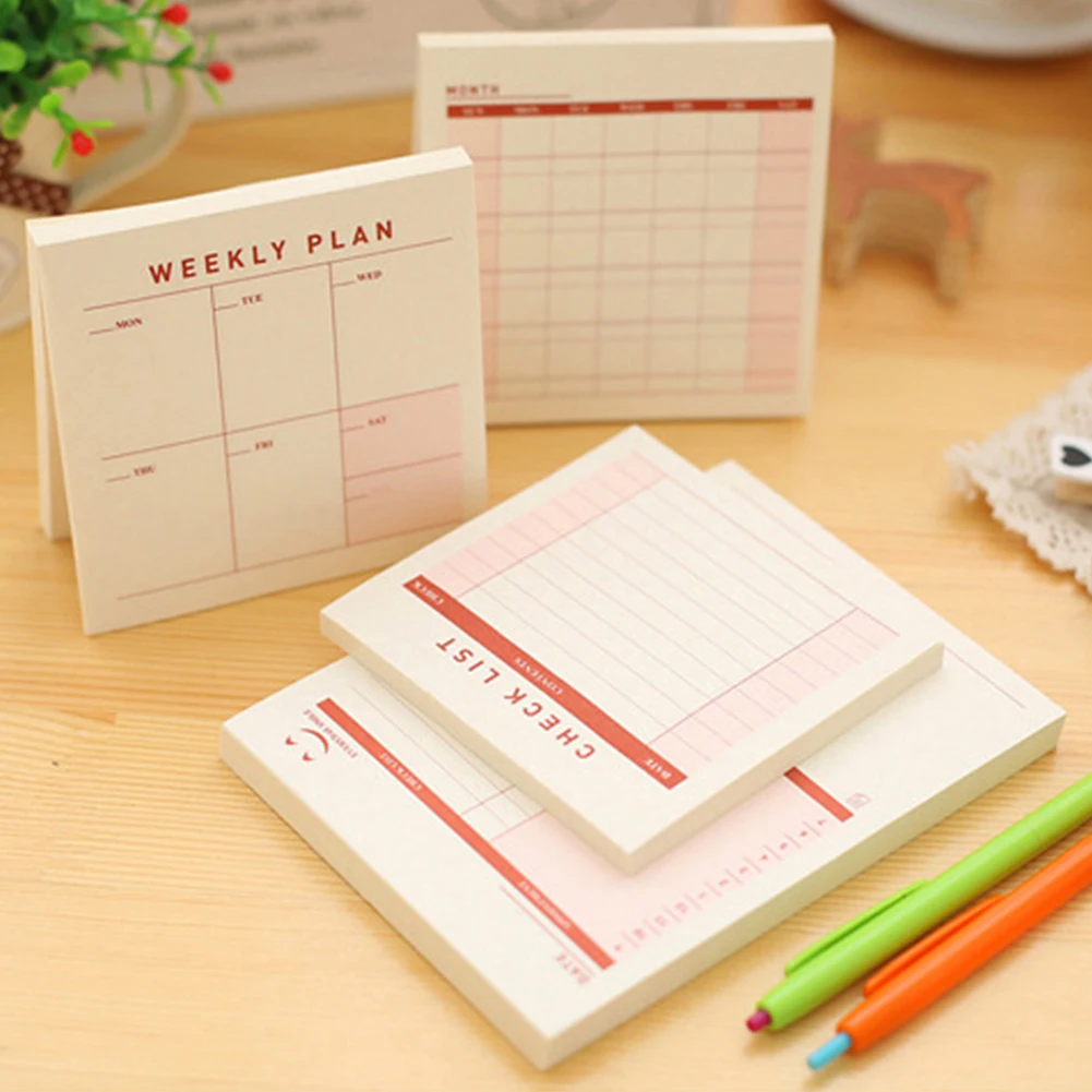Стационарный контрольный лист блокнот офисный скребок Еженедельный план