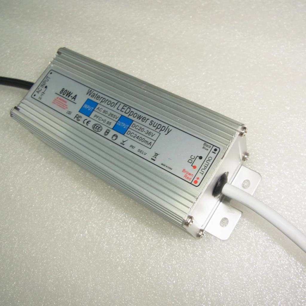 Водонепроницаемый источник питания IP67 80 Вт 110 мА от 20 В до 36 светодиодный|led driver
