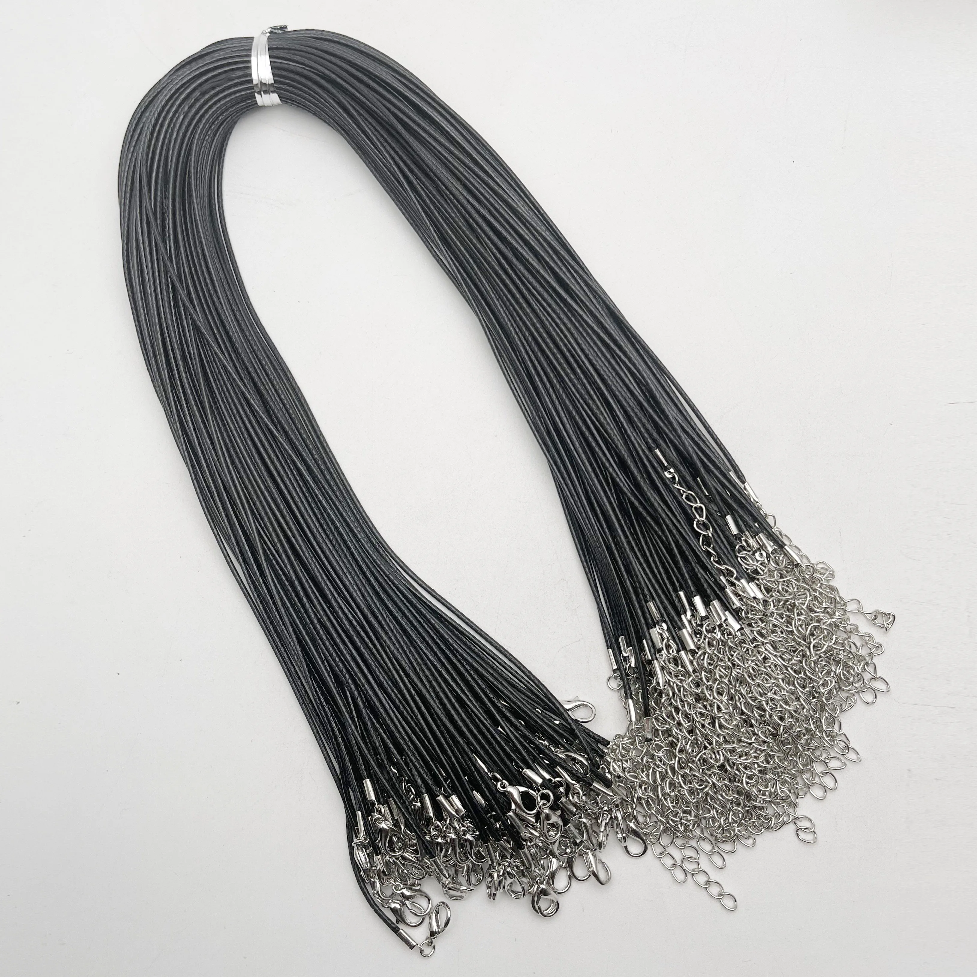

Fashion1.5MM 45cm 60cm 70cm +5cm black Wax rope lobster clasp necklace lanyard Jewelry pendant cords 100pcs/lot Free shipping