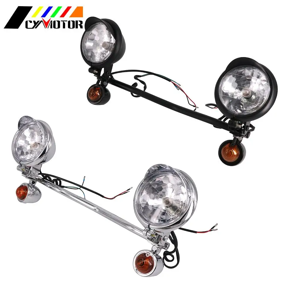 

Motorcycle Cafe Racer Headlight Turn Signal Spot Light Bar For Harley Honda Suzuki Kawasaki Yamaha V-Star Sportster Touring
