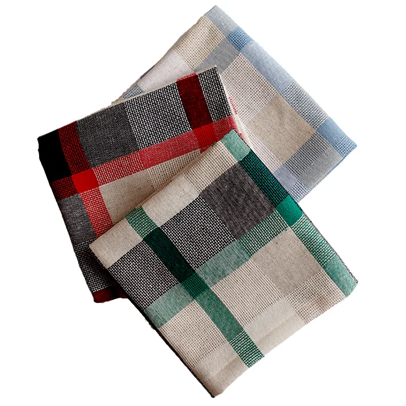 Чайное полотенце цветная клетчатая салфетка из хлопка и льна 60x40 см|Столовые