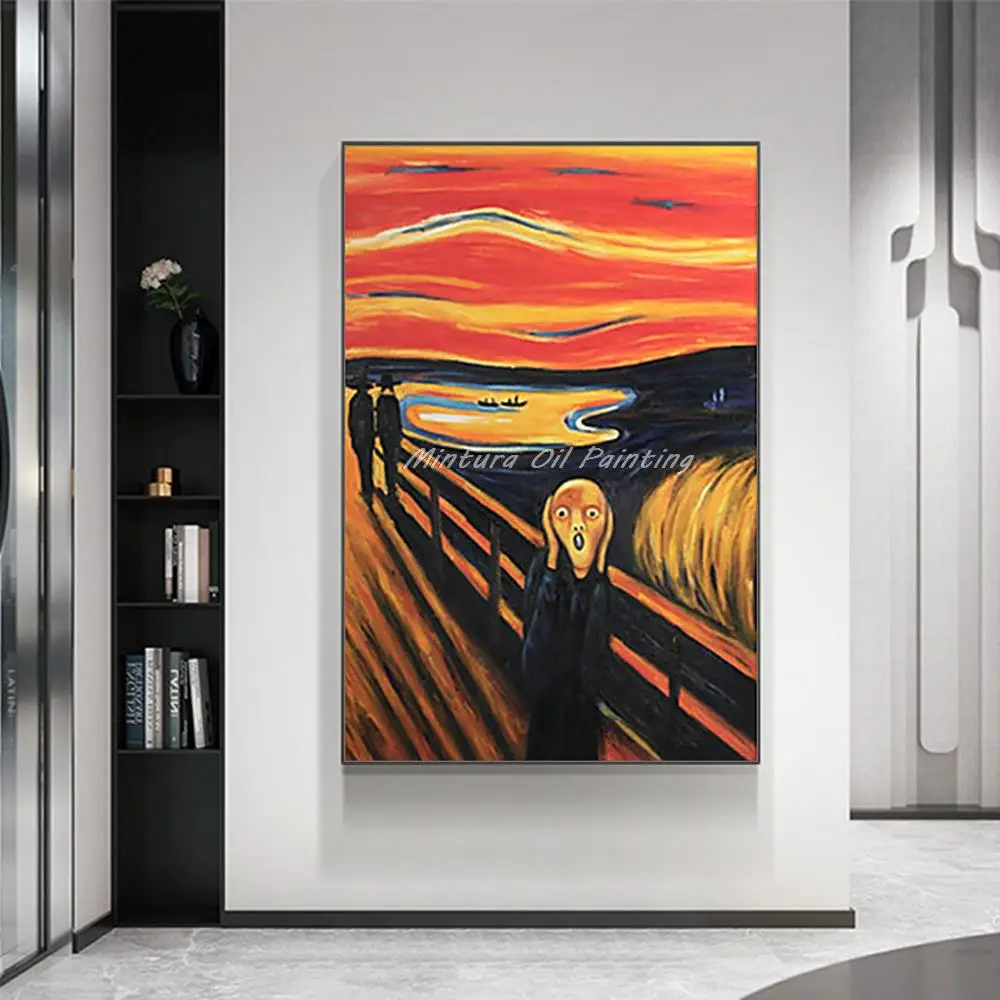 

Hand Painted The Scream Abstract Portrait Edvard Munch Oil Painting On Canvas Handmade Reproduction Wall Pictures For Home Decor