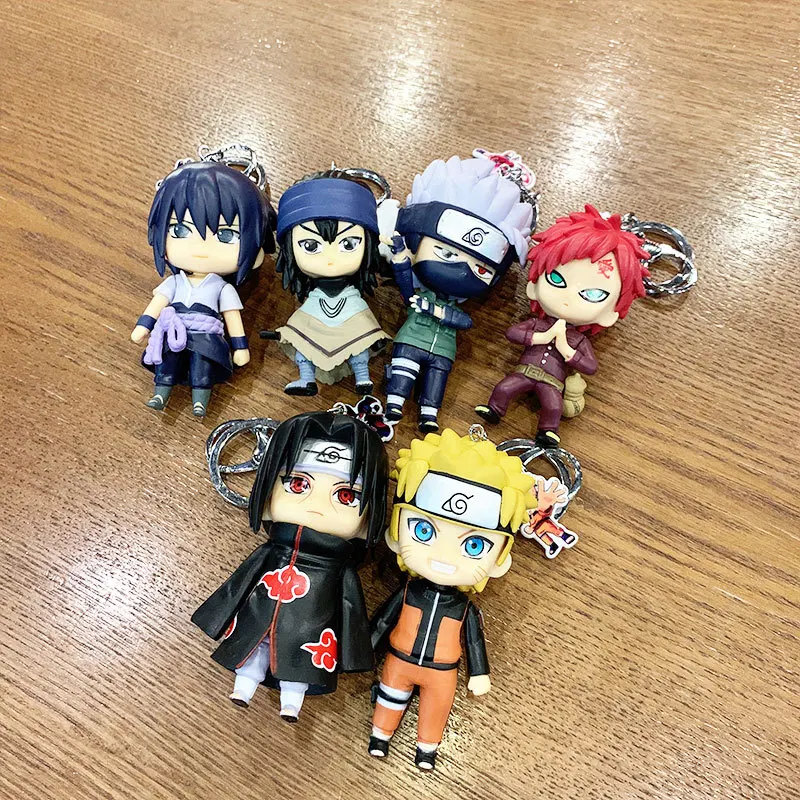 New Anime Hokage Konoha Kakashi Gaara Uchiha Ninja Keychain Cosplay Props Pendant Silica Gel Doll Key ring Toys Accessories