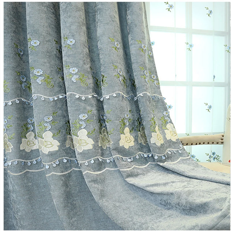 Пасторальный тент шторы для спальни Высокое качество Тюль вышитый узор