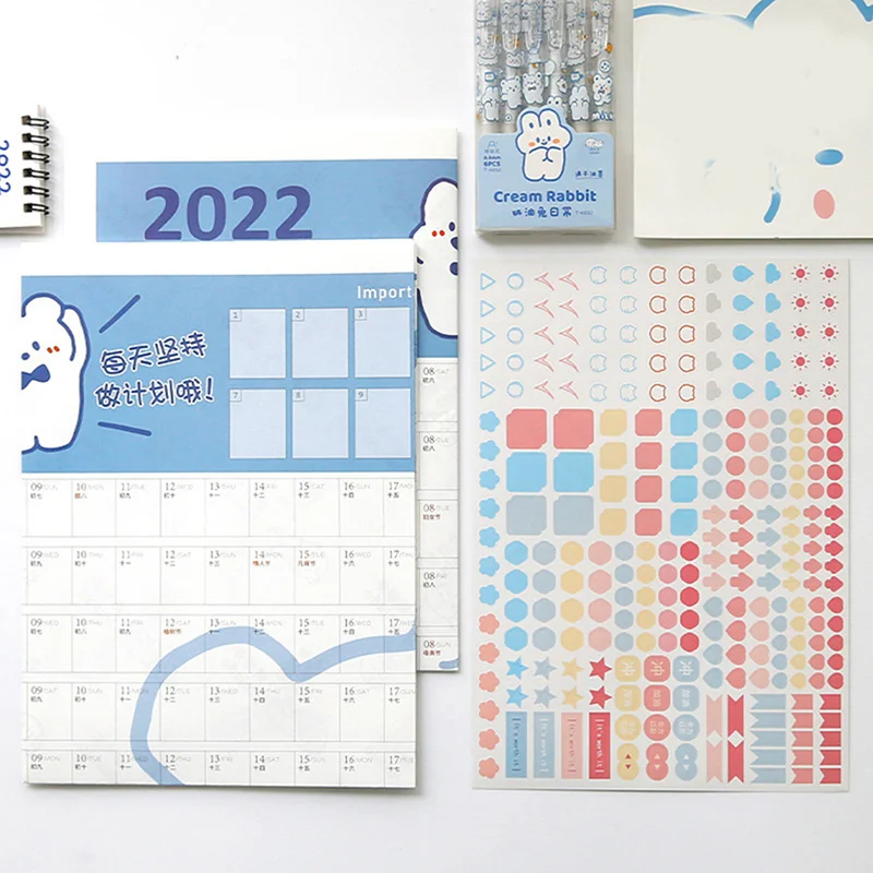 

2022 Year Wall Calendar with Sticker 365 Days Daily Schedule Periodic Planner