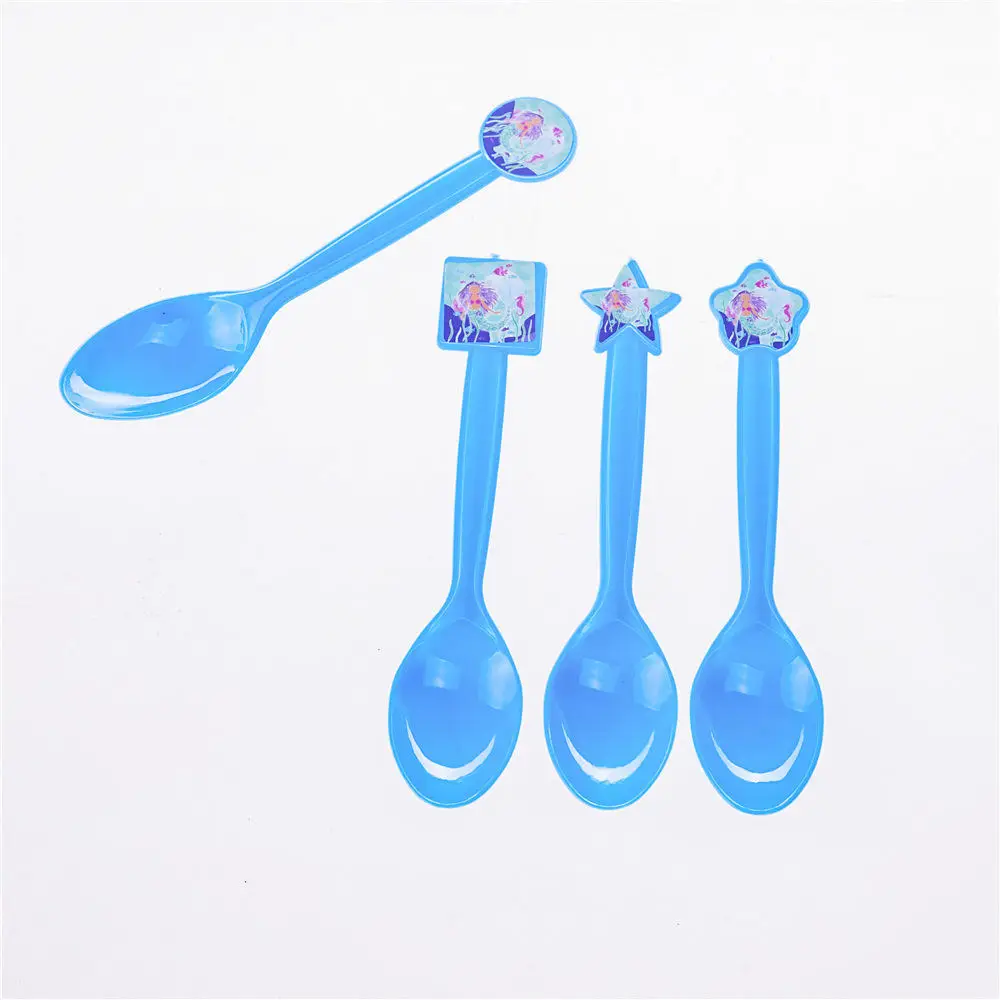 Большая Русалка тема ложка одноразовая посуда синяя Тема дня рождения вечерние