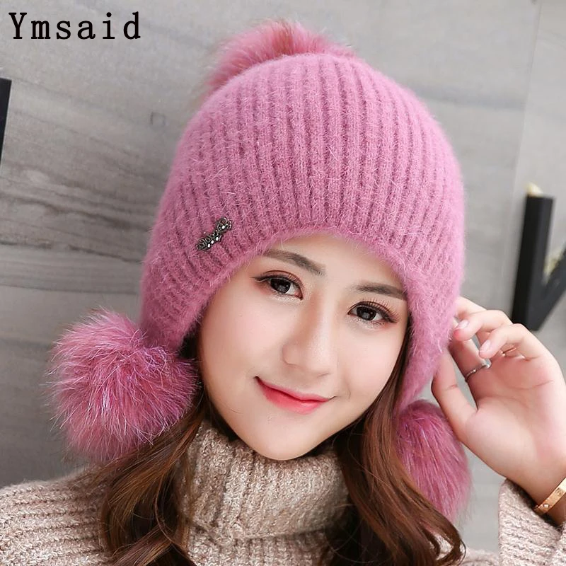 Шапки из кроличьего меха женские зимние модные шапочки милая шапка бархатная