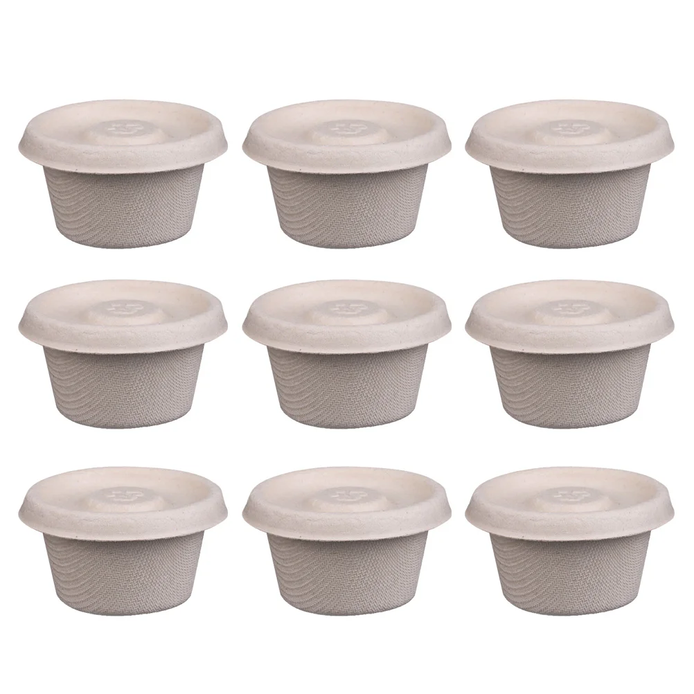 

50pcs 2oz Disposable Condiment Cups Degradable Paper Salad Takeout Box Eco-friendly Doggy Boxes (with Paper Lid)