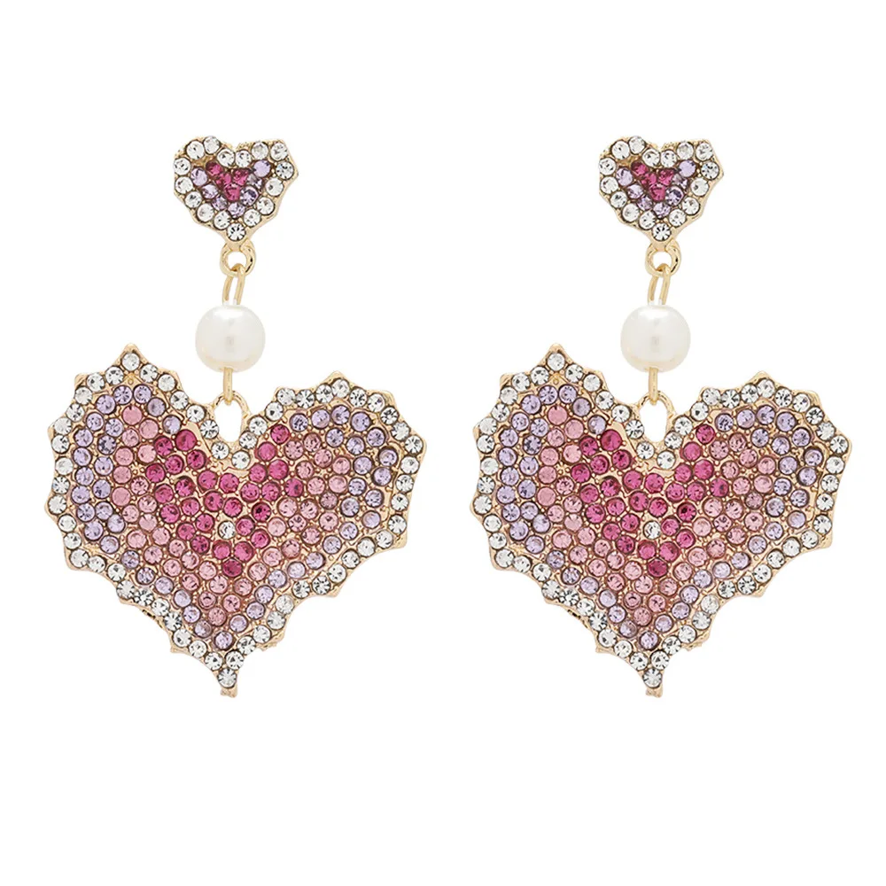 Милые/романтичные висячие серьги милые розовые кристаллы стразы женские модные