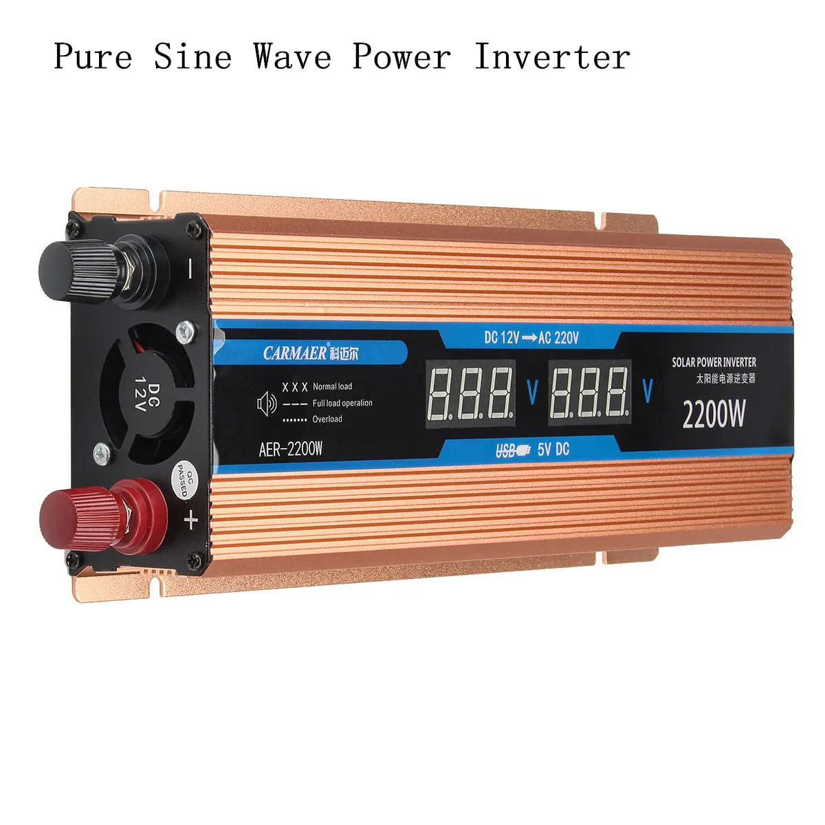 Инвертор 500/1200/2200 Вт AC/DC 12 V/AC 220V умная двойная ЖК-дисплей Дисплей Напряжение трансформатор Синусоидальная волна Мощность автомобильный инвертирующий усилитель Мощность