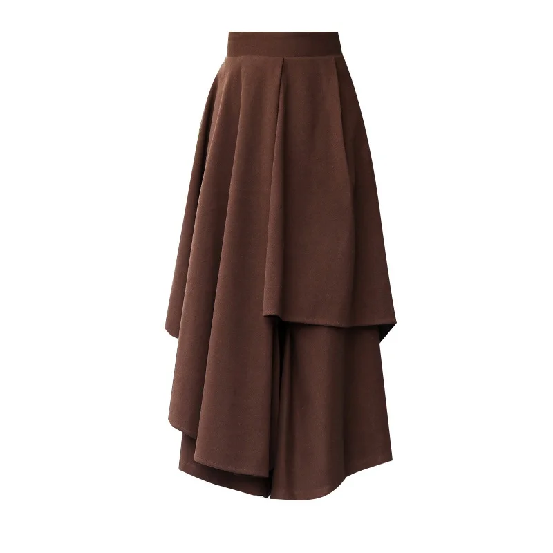 

Thick Warm Autumn Winter Women Wool Skirts 2020 Fashion Culottes Female High Waist Casual Irregular Ladies Maxi Skirt S59