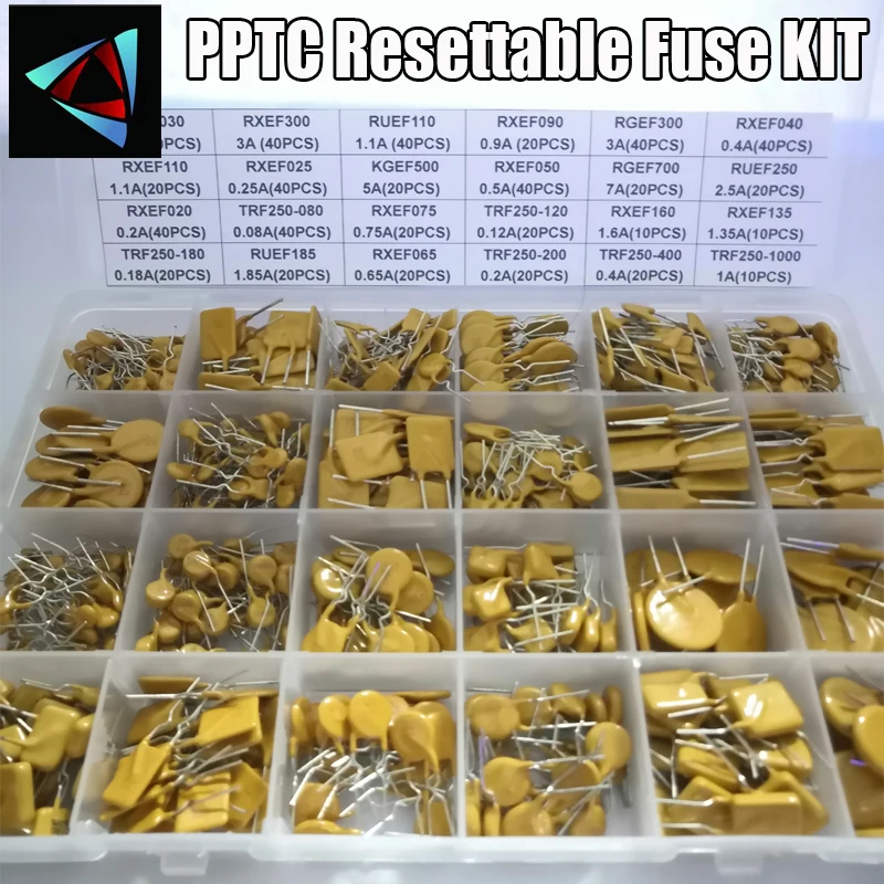 

610PCS 24values Self-Recovery Fuse Assorted PPTC KIT 0.05A 0.1A 0.2A 0.25A 0.3A 0.4A 0.5A 0.75A 0.9A 1.1A 1.35A 2A 2.5A 3.75A