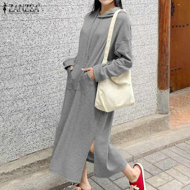 

Женское платье-миди с длинным рукавом, повседневное однотонное свободное платье, 2021