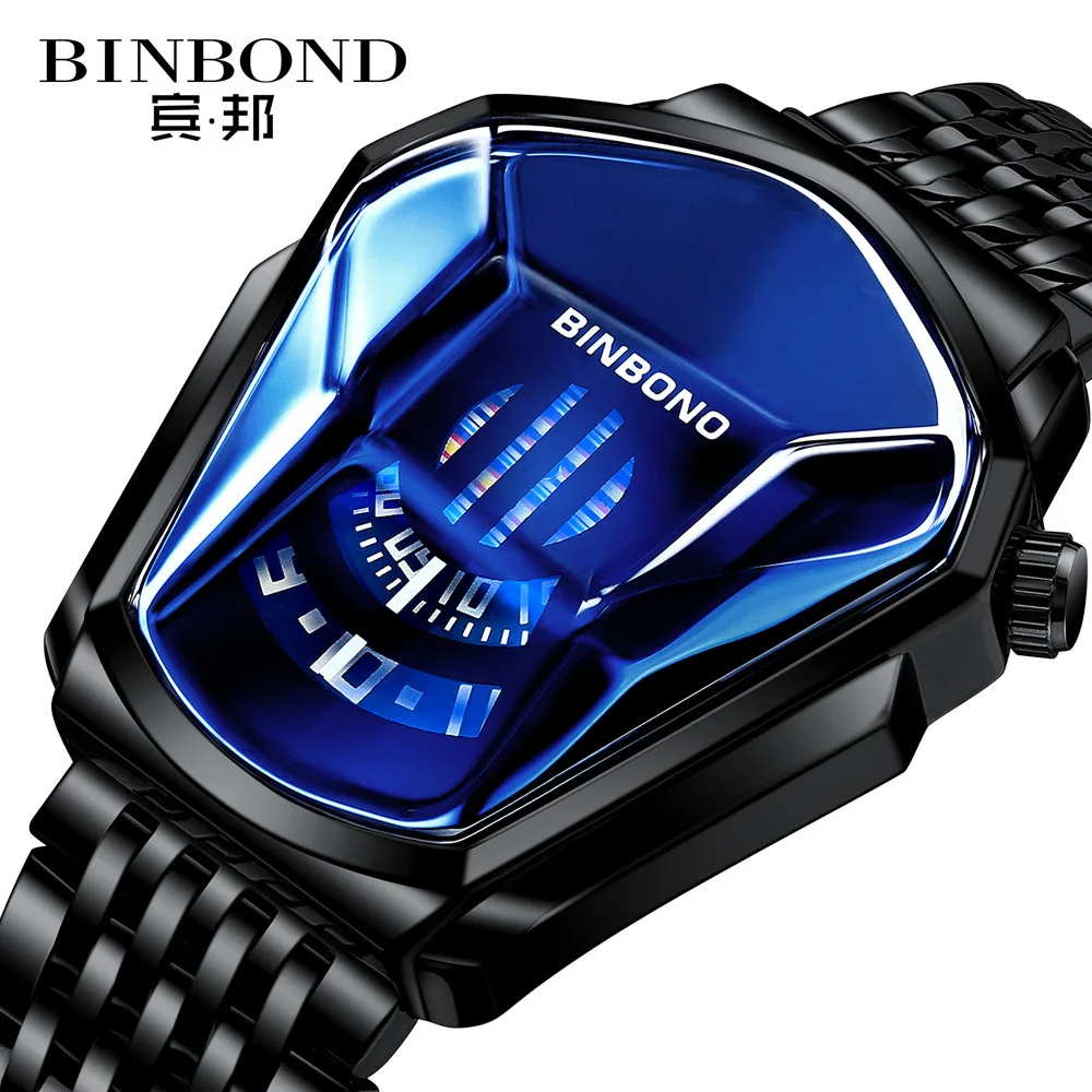 

2021 fashion personality men's watch trend market watch style locomotive concept watch male domineering black technology watch