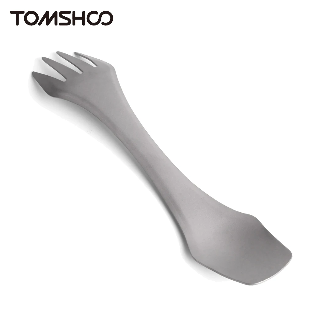 

Tomshoo Travel Tableware Titanium Spoon Fork Picnic Outdoor Traveling Camping Cutlery Dinner Spoon Fork 2-IN-1 Tableware