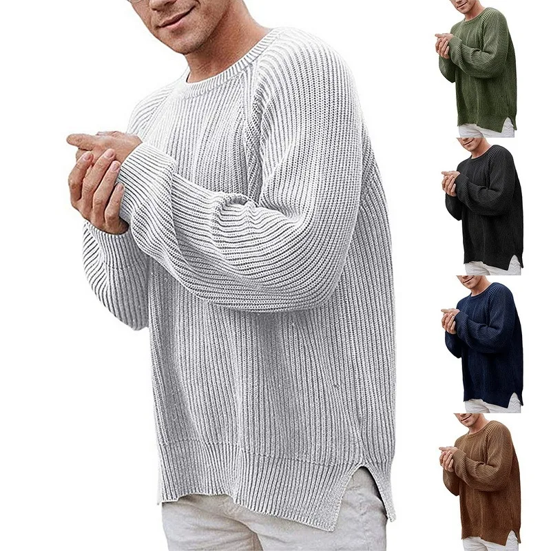 

Men Pullover Loose Oversize All-match Warm Knitted Sweater Male Casual Ins Chic Fashion Spliced Cozy Streetwear Clothes Students
