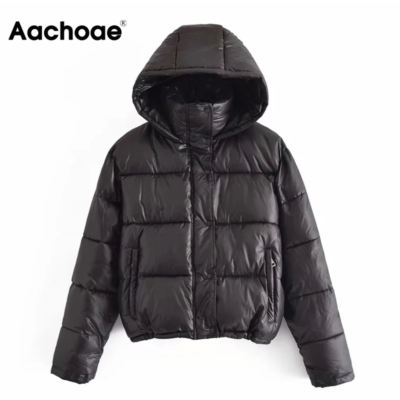 

Парка женская зимняя однотонная с капюшоном, длинным рукавом и карманами