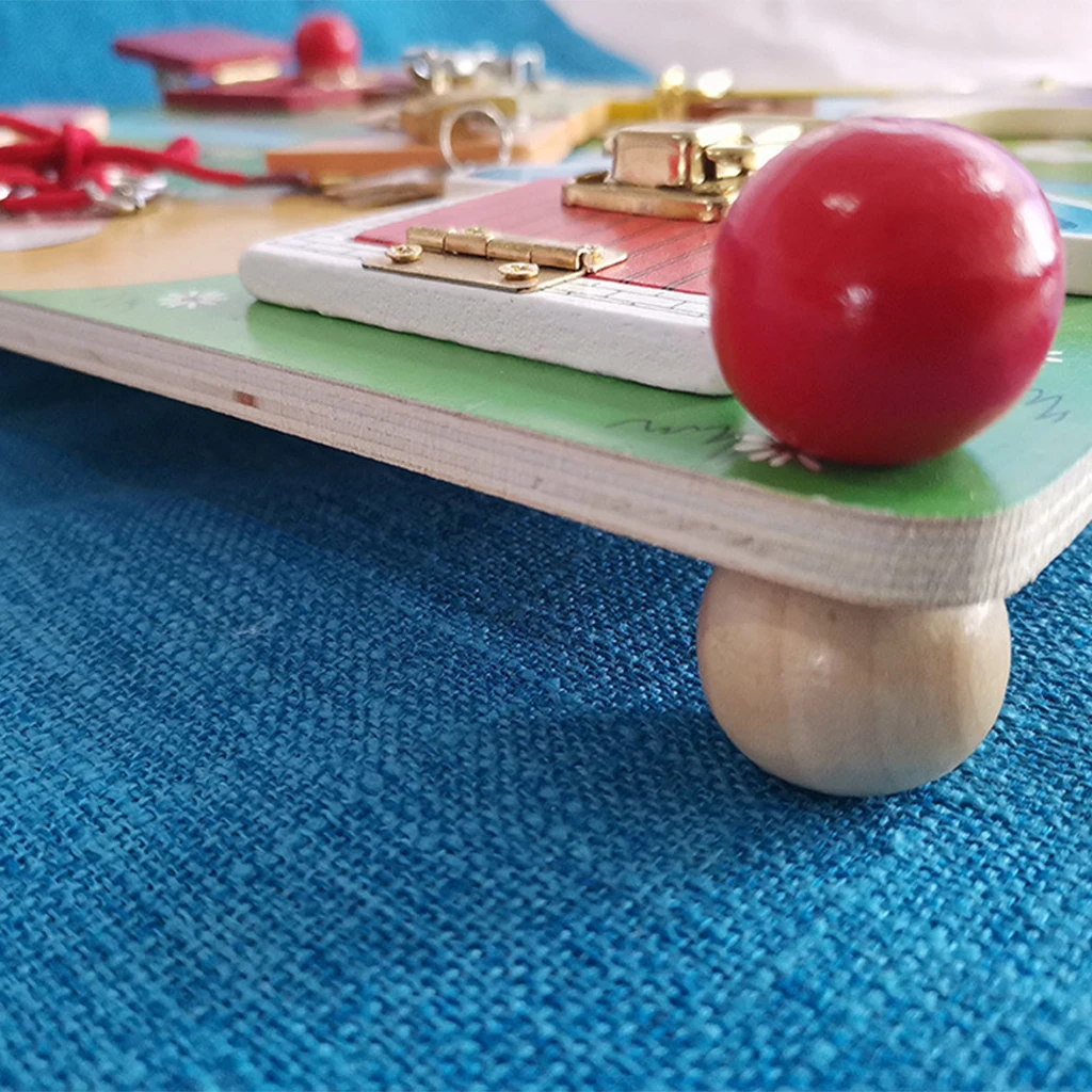 

Wooden Busy Board Basic Life Skills Fine Motor Activity for Kids Educational