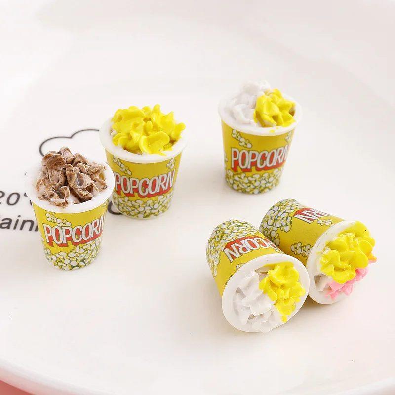 10 шт./лот Simualtion крем попкорн 3D миниатюрные фигурки Кабошон из Смолы Скрапбукинг