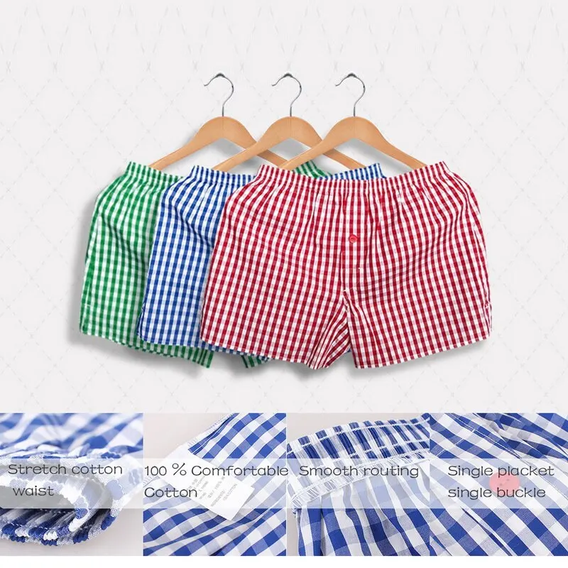 

Men Underwear Boxer Shorts Cotton Mens Home Underpants Plaid Printed Shorts Cueca Boxer Men Boxer Hombre Loose Male Panties