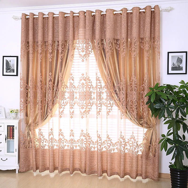 Высококачественные золотые жаккардовые Оконные Занавески для стола двойные