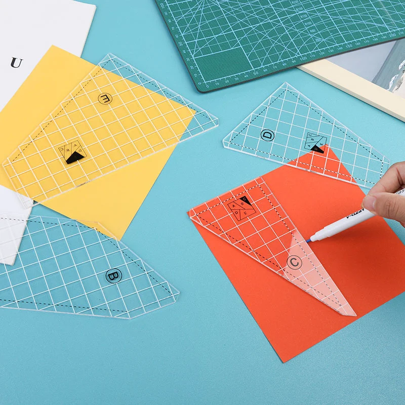 

5 шт. взрывоопасная линейка для шитья, шаблон для стегания, швейная машина, набор для шитья в стиле пэчворк, линейки для резки ткани, «сделай с...