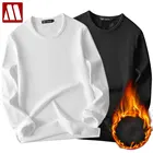 2021 зимняя мужская одежда пуловер рубашка термобелье мужские топы плюс бархат толстый мех футболка из флиса сохраняет тепло многослойная Пижама