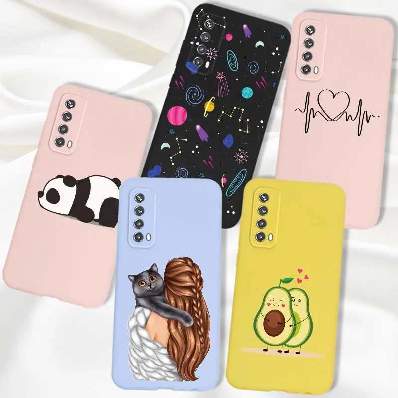 tpu silicone case for huawei p smart 2021 case back cover cute cartoon for huawei p smart 2021 y7a psmart case matte phone shell free global shipping