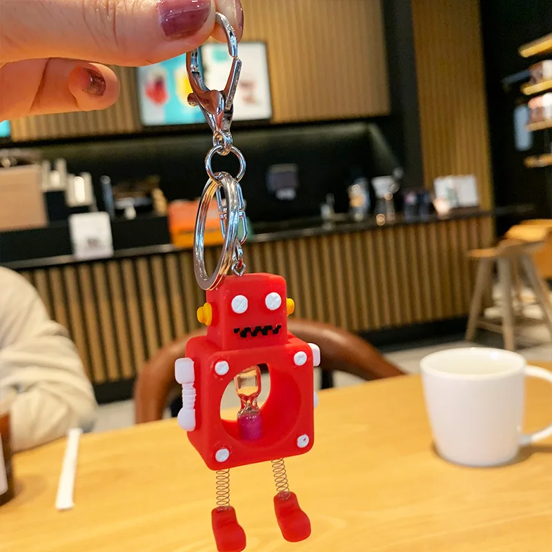 

Cartoon Spring Robot Keychain Contracted Fashion Bag Pendant Couple's Best Gift Car Key Accessories Charm Keyring Jewelry New