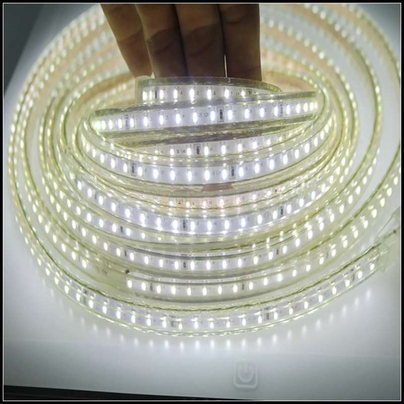 Светодиодный ленточный светильник s SMD3014 AC220V 120 светодиодный s/M водонепроницаемый IP67 наружный Декор ленточный светильник с европейской вилкой гибкий струнный светильник s