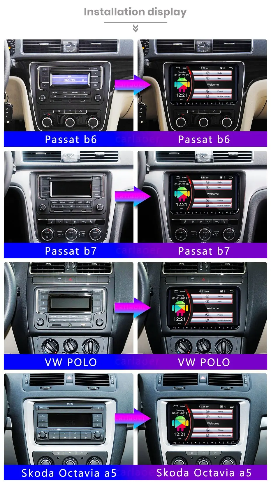 Android 9,0 2Din для VW/Volkswagen/Golf/Polo/Tiguan/Passat/b7/b6/leon/Skoda/Octavia автомобильный Радио gps 2 DIN Автомобильный мультимедийный плеер