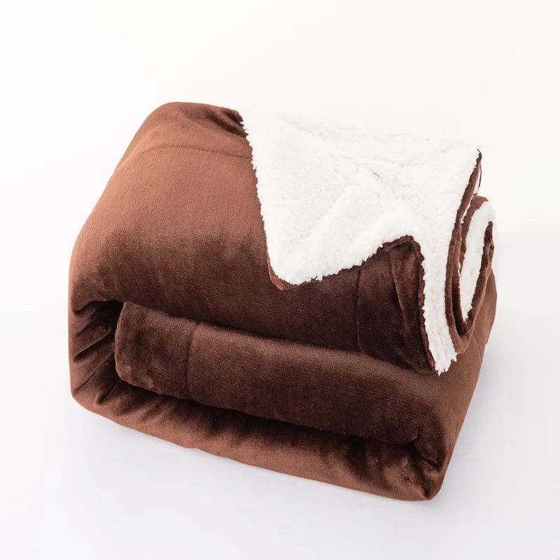 

120x150cm solid color modern simple thickened double flannel blanket household bedding