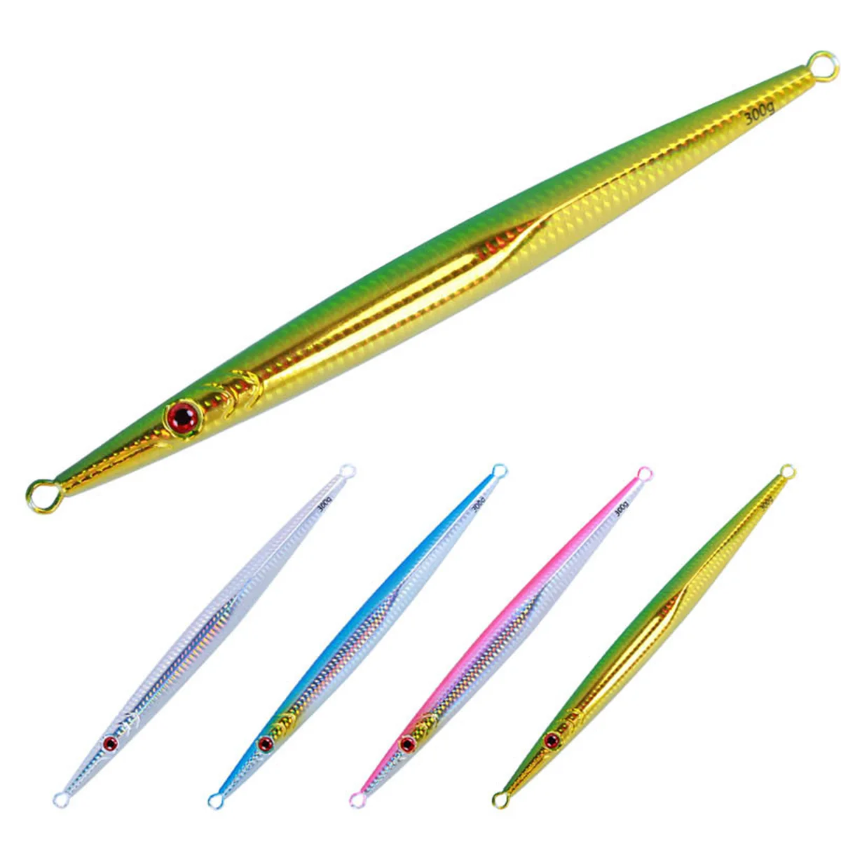 

4PCS Sea Fishing laser Luminous Metal Jigging Lure Trolling Bait Bass Trout Slow Jig 80/160/200/250/300/350/400g