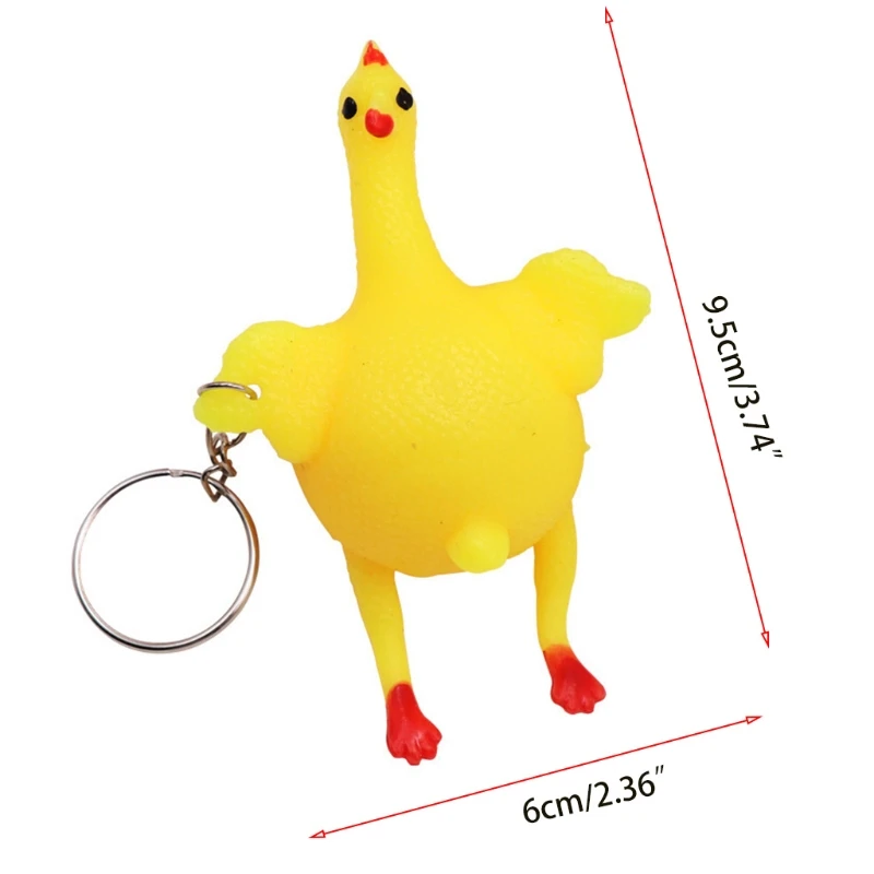

11XE Funny Vent Decompression Chicken Toy Squeeze Chicken Laying Egg Stress Reducer Ball Durable Novelty Toy Keyrings