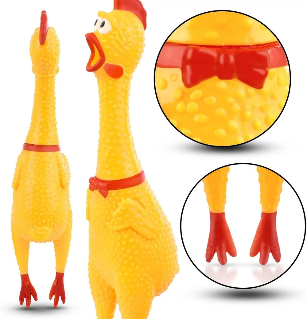 

Hot Sell Screaming Chicken Pets Dog Toys Squeeze Squeaky Sound Funny Toy Safety Rubber For Dogs Molar Chew Toys