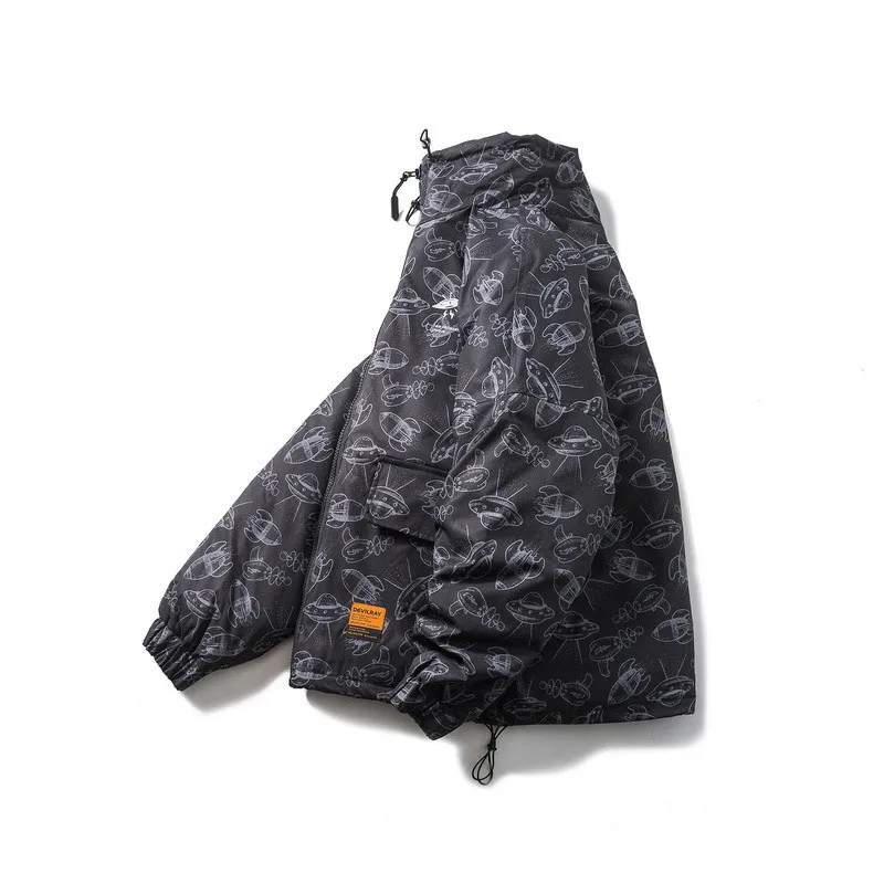 

up dress in 2020 winter down jacket Japanese youth trend brand UFO full print three dimensional pocket down jacket male