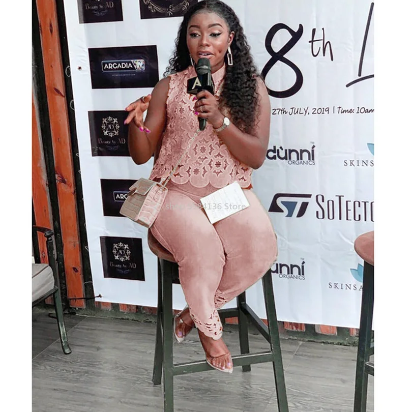 Открытые кружевные Элегантные женские модные комплекты одежды из 2 предметов