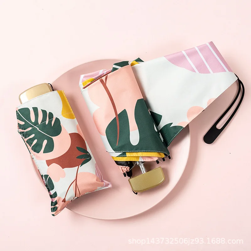 Prezzo Ombrello Piatto Mini Pioggia Donna Protezione UV Ombrellone Ragazze Ombrelli Antivento 6K Ombrello Portatile Da Viaggio Colorato