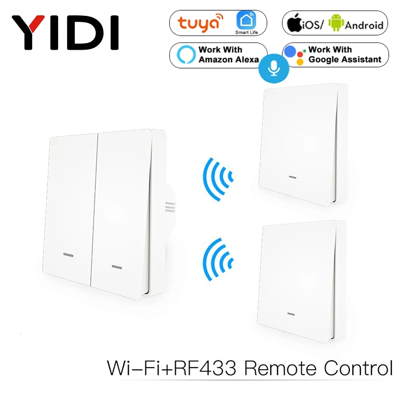 Tuya Wi Fi Смарт кнопочный переключатель RF433 комплект передатчика для настенной