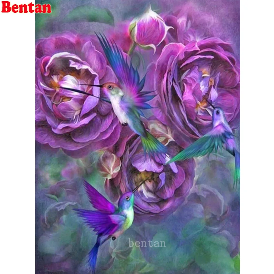 

Diamond Painting Hummingbird Peony 5D Full Square round full Diamond Embroidery Mosaic Picture Of Rhinestone Flower Birds drcor