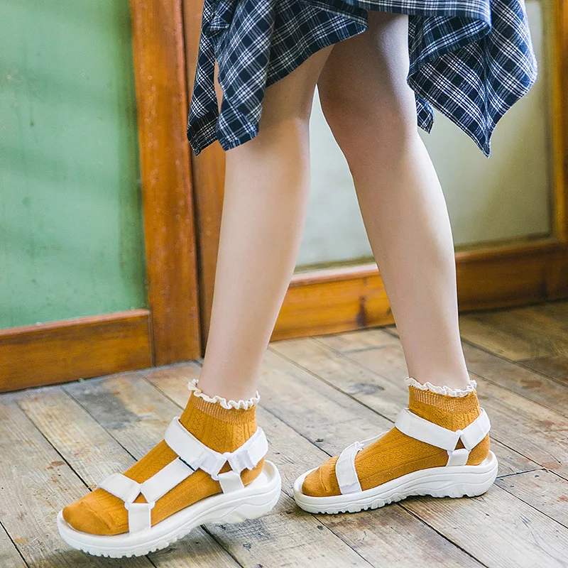 3 штуки женские носки милые модные сексуальные кружевные розовые желтые уличные