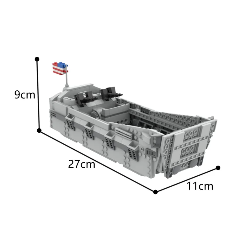 

MOC US Military Higgins Landing Craft Warship Navy Weapon Boat World War Building Blocks Bricks Classic DIY Model Toys 407pcs