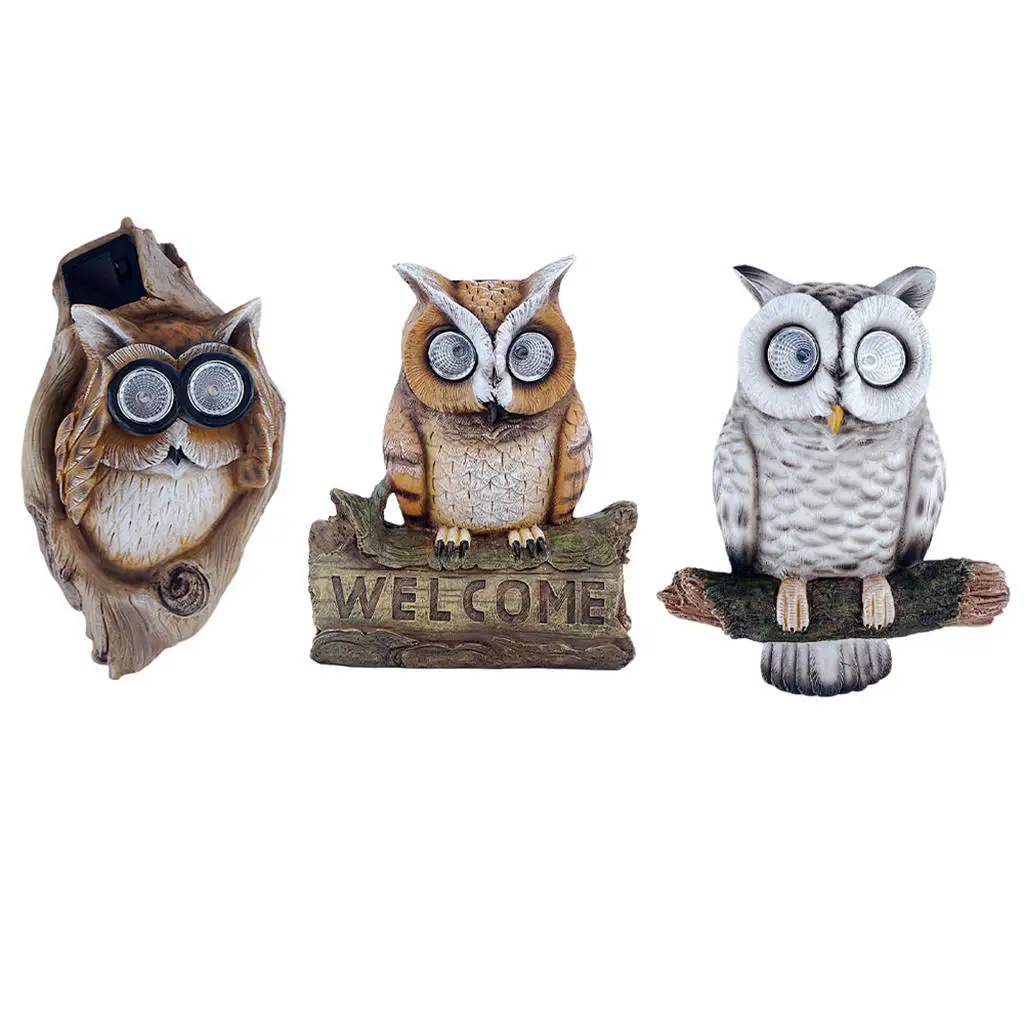 

Lovely Owl Statue Decor Garden Lamp Landscape Figurine Sculpture Solar Light for Indoor Outdoor Pathway Pond Lawn Flowerbed