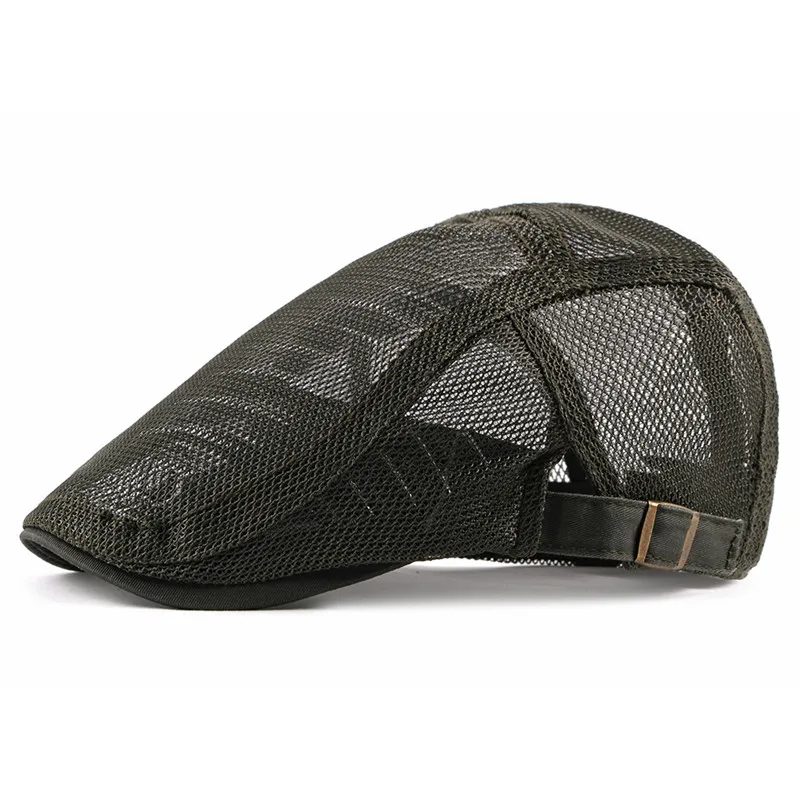 

Summer Solid Color Mesh Newsboy Caps Men Flat Peaked Cap Women Painter Beret Hats 02