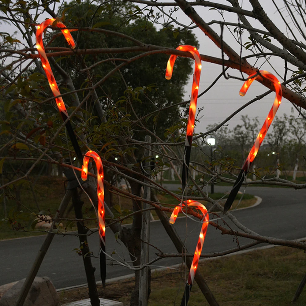 

Christmas Candy Cane Crutch String Lights Solar/Battery Powered LED Garland Path Landscape Light Lawn Outdoor Wedding Decoration