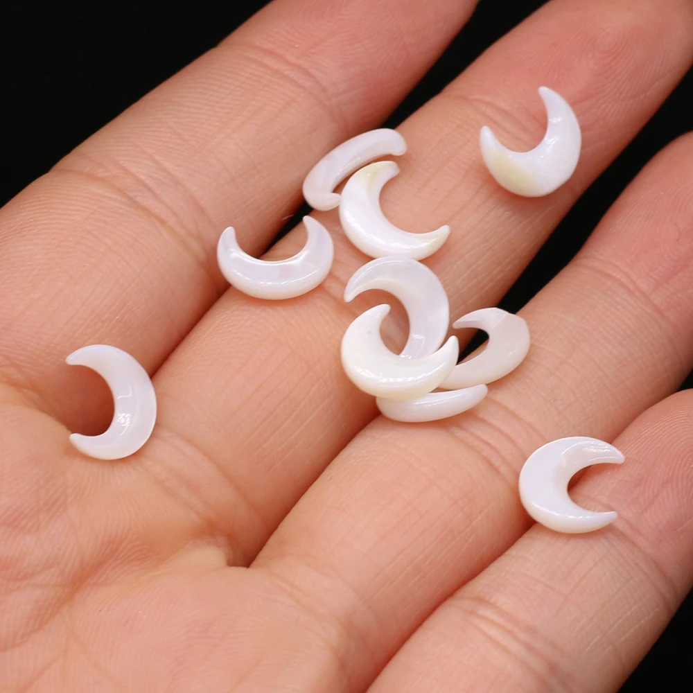10pcs Crescent Shape Natural White Shell Beads Accessories Loose for Jewerly Making Wholesale 10x10mm | Украшения и аксессуары
