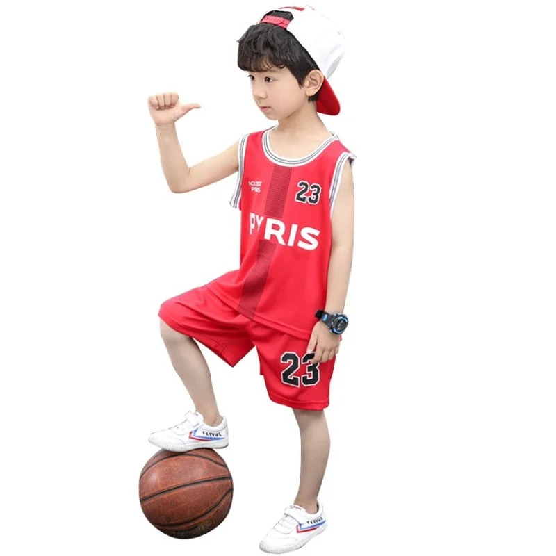 

2021 Endless Sleeve Number 23 Sport Jersey Basketball Uniform Student Football 2pcs Set Personalized Soccer Clothes for Children