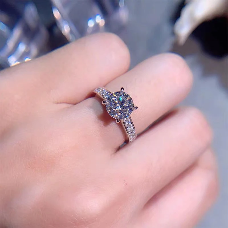 9 к кольцо из белого золота для подарка 1ct 2ct 3ct лабораторный Муассанит DF цвет 4 когти настраиваемые тонкие ювелирные украшения алмазные кольца для возлюбленной
